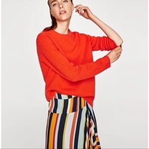 Zara %100 Cashmere Sweater - orange/red